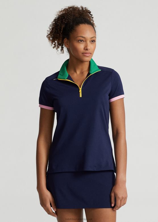 Жене Ralph Lauren кројена мајица са четвртином патент затварача V2V449383 префињена морнарско/крстарска зелена