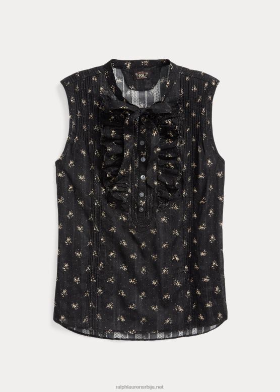 Жене Ralph Lauren цвјетна памучна жакардна блуза без рукава V2V443629 црна/крем