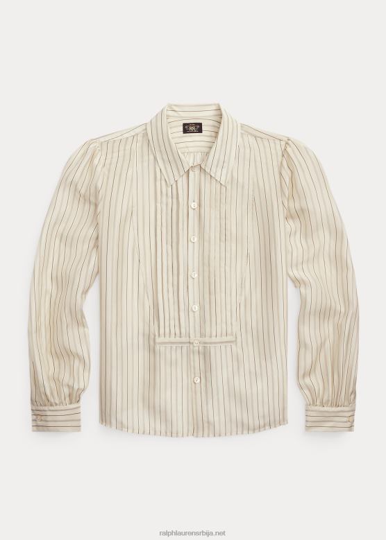 Жене Ralph Lauren пругаста свилена блуза са везањем V2V443633 крем/црна