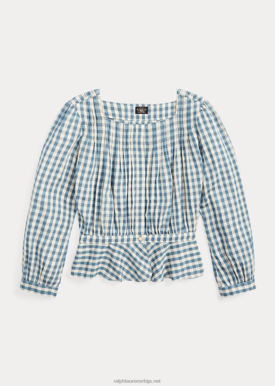 Жене Ralph Lauren блуза од гингхам воиле пеплум V2V443637 крем/плава