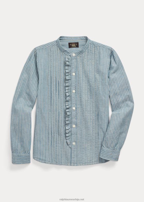 Жене Ralph Lauren пругаста блуза са воланима V2V443657 средње индиго/природно