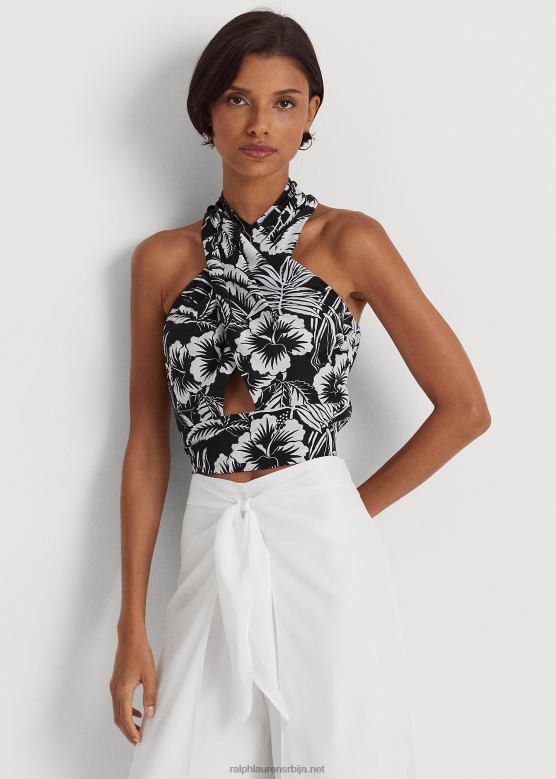Жене Ralph Lauren блуза са халтером са цветним крепом V2V443871 црно бели