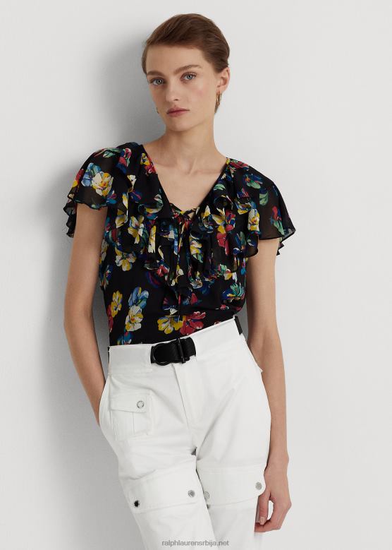 Жене Ralph Lauren блуза од жоржета са цветним воланима V2V443933 црни мулти