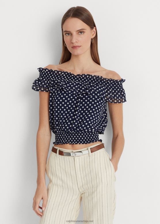 Жене Ralph Lauren блуза са отвореним раменима на точкице V2V443961 морнарско/крем