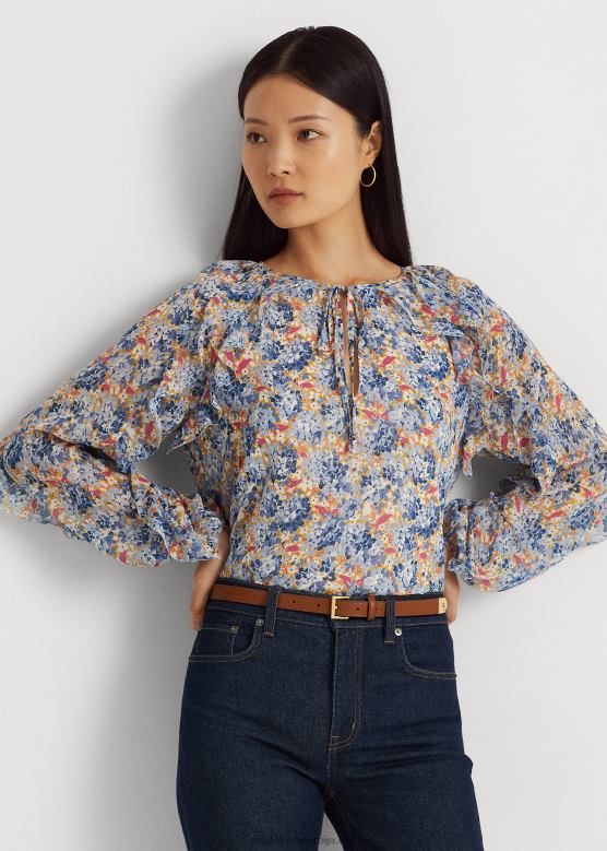 Жене Ralph Lauren блуза од жоржета са краватим изрезом V2V443984 плаво/розе мулти