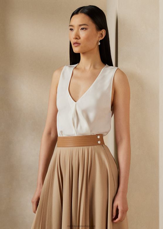 Жене Ralph Lauren гвиннетт испрана сатенска блуза V2V449266 лук крема