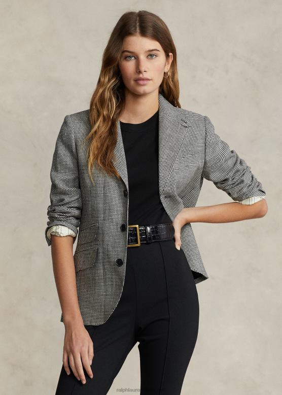 Жене Ralph Lauren хаундстоотх твеед хацкинг блејзер V2V442963 црно бели