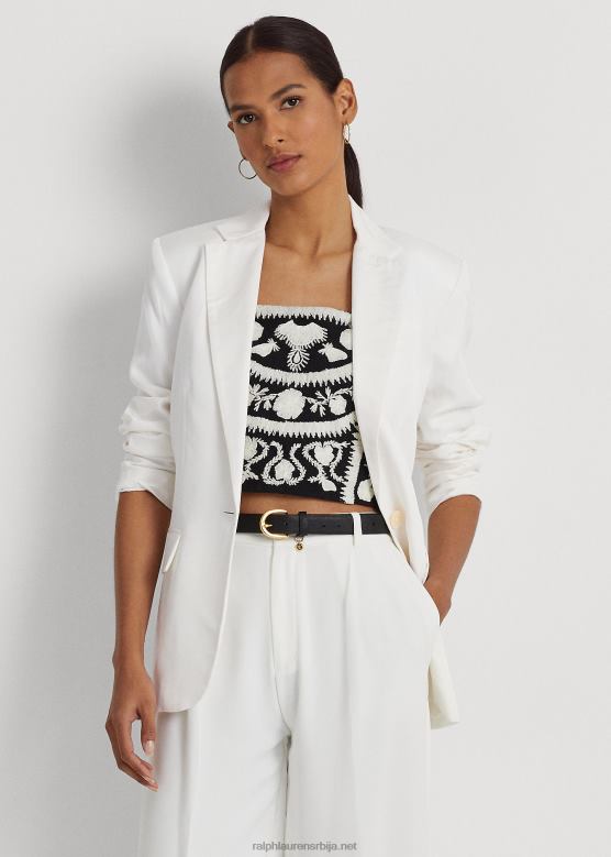 Жене Ralph Lauren кепер блејзер од мешавине лана V2V444345 бео