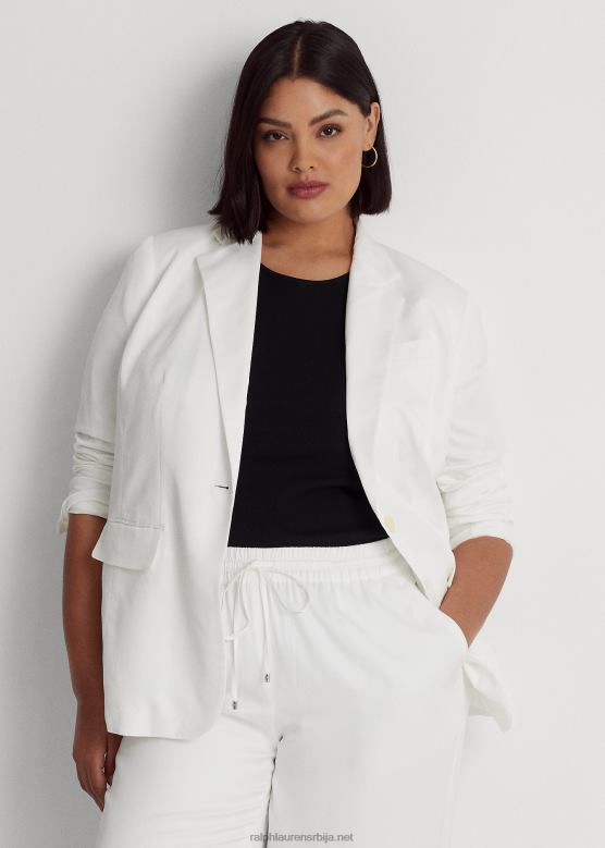 Жене Ralph Lauren кепер блејзер од мешавине лана V2V444545 бео