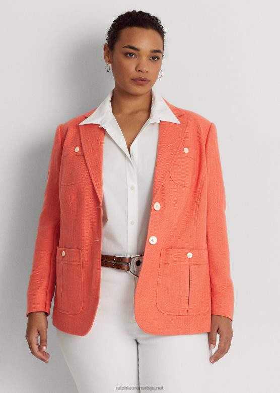 Жене Ralph Lauren сако од рибље кости од мешавине лана V2V444803 корал