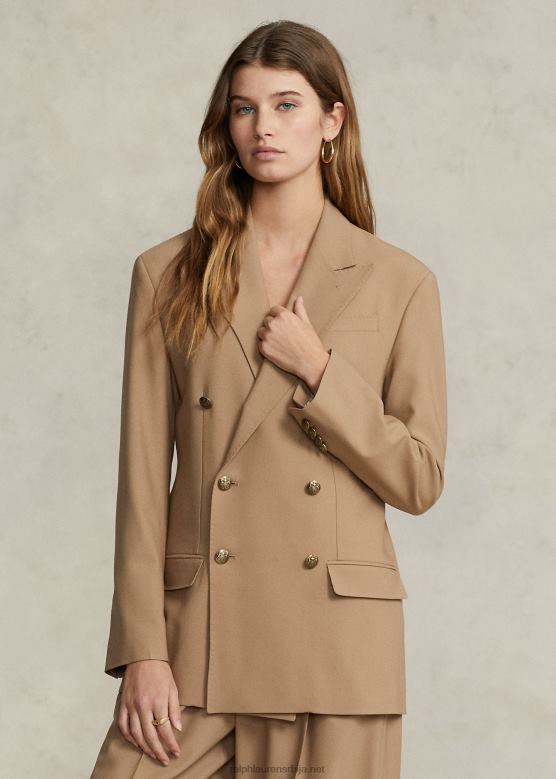 Жене Ralph Lauren двоструки блејзер од мешавине вуне V2V449176 Камила