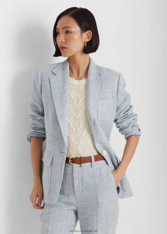 Жене Ralph Lauren блејзер од мешавине лана V2V449425 светло плава/крем