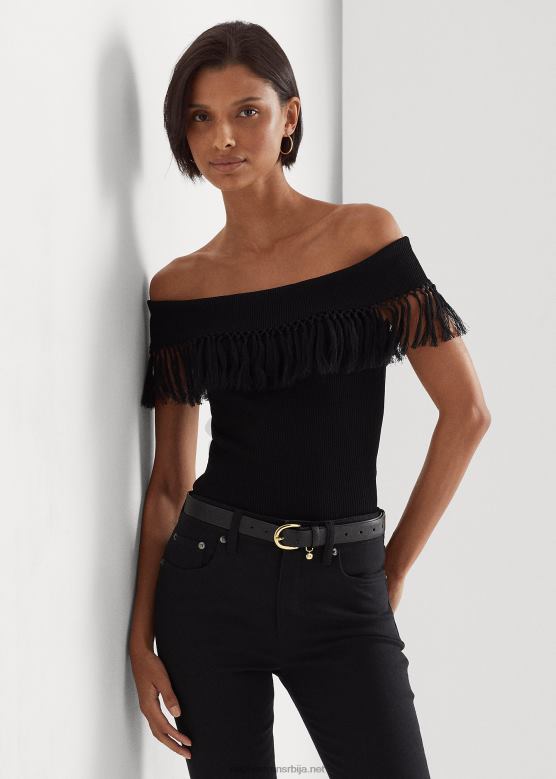 Жене Ralph Lauren врх са ресама од рамена V2V444361 црн