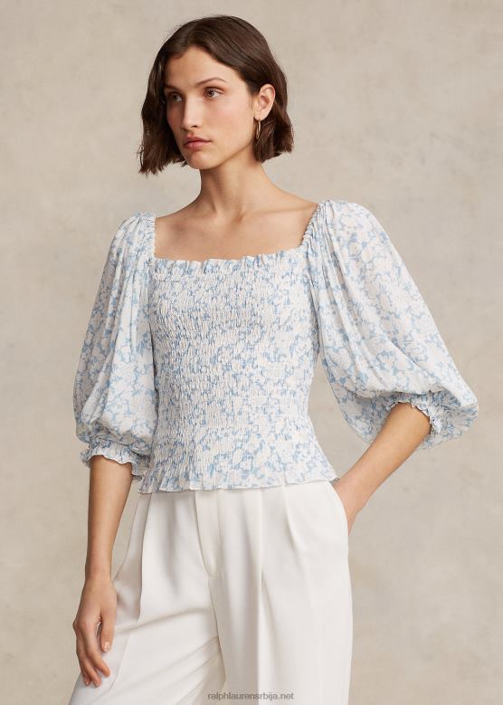 Жене Ralph Lauren блузон са цветним рукавима од креп горњег дела V2V449190 облак цветни принт