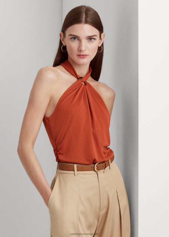 Жене Ralph Lauren халтер горњи део од растезљивог дреса V2V443798 црвени сунчани камен