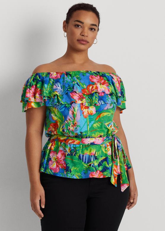 Жене Ralph Lauren топ са отвореним раменима са цветним дресом V2V444542 зелено/плаво мулти