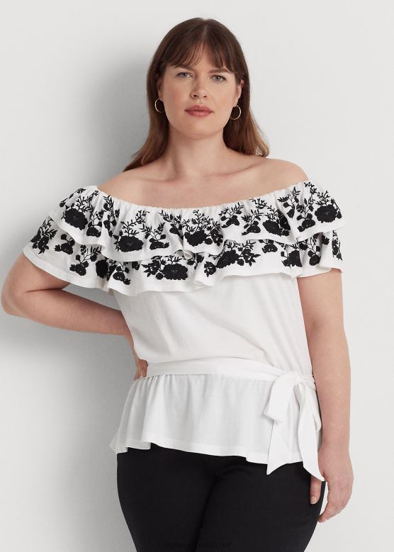 Жене Ralph Lauren извезени дрес са отвореним раменима V2V444579 бело црно