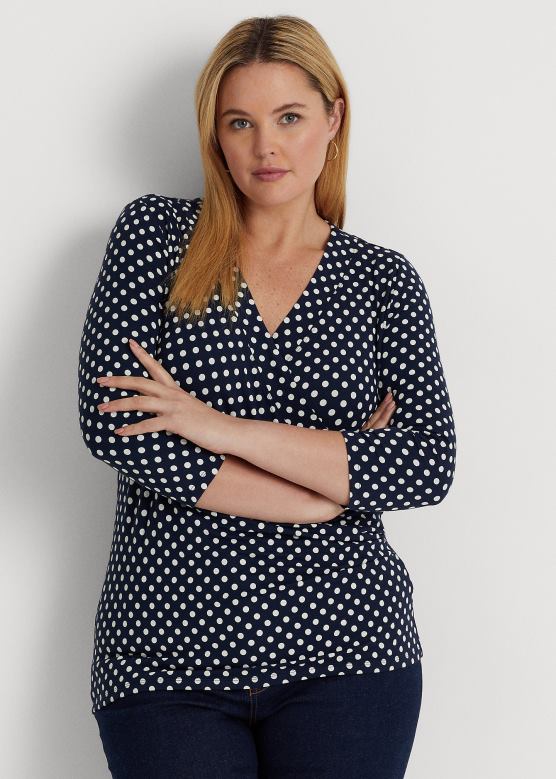 Жене Ralph Lauren џерсеј на точкице V2V444594 морнарско/крем