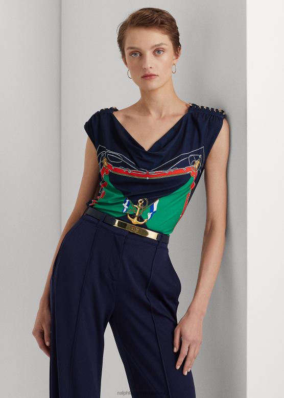 Жене Ralph Lauren мајица без рукава са штампом V2V444847 морнарско/зелена мулти