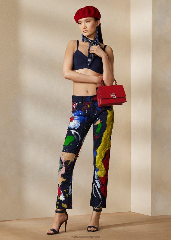 Жене Ralph Lauren украшене фармерке са равним глежењима 750 V2V443519 цветни сан мулти