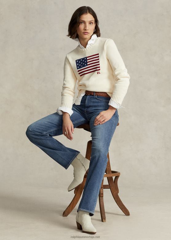 Жене Ralph Lauren високе равне фармерке V2V442883 телесто прање