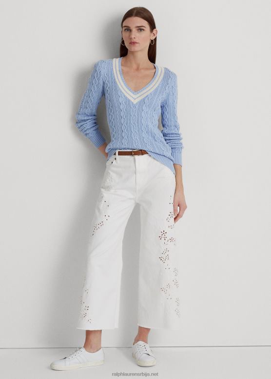 Жене Ralph Lauren ошишани џинс широких ногавица високог раста V2V443904 бело прање