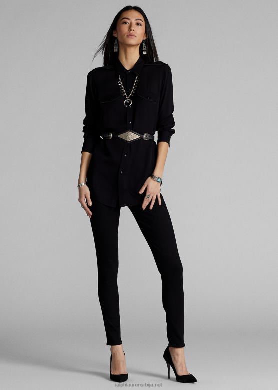 Жене Ralph Lauren растезљиве високе уске фармерке V2V449143 црно прање