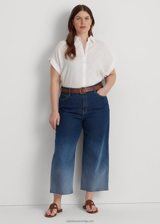 Жене Ralph Lauren омбре висок џинс широких ногавица скраћени V2V449481 омбре кањон прање