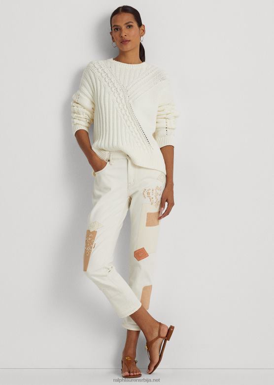 Жене Ralph Lauren пачворк опуштени сужени џинс V2V449512 крема за прање