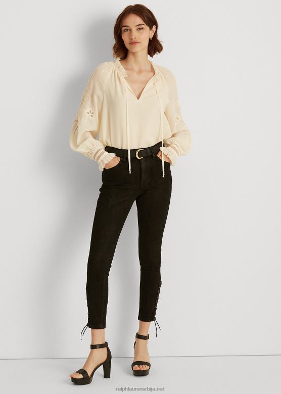 Жене Ralph Lauren уске фармерке са високим растом V2V449586 црно прање