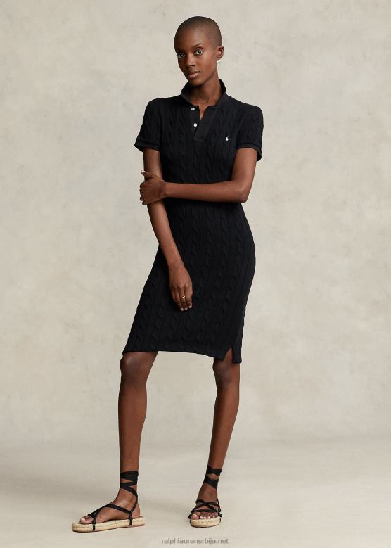 Жене Ralph Lauren скинни фит памучна поло хаљина V2V442954 црн