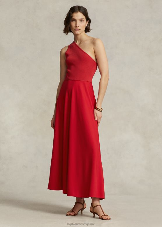 Жене Ralph Lauren хибридна коктел хаљина на једно раме V2V442983 залазак сунца црвен