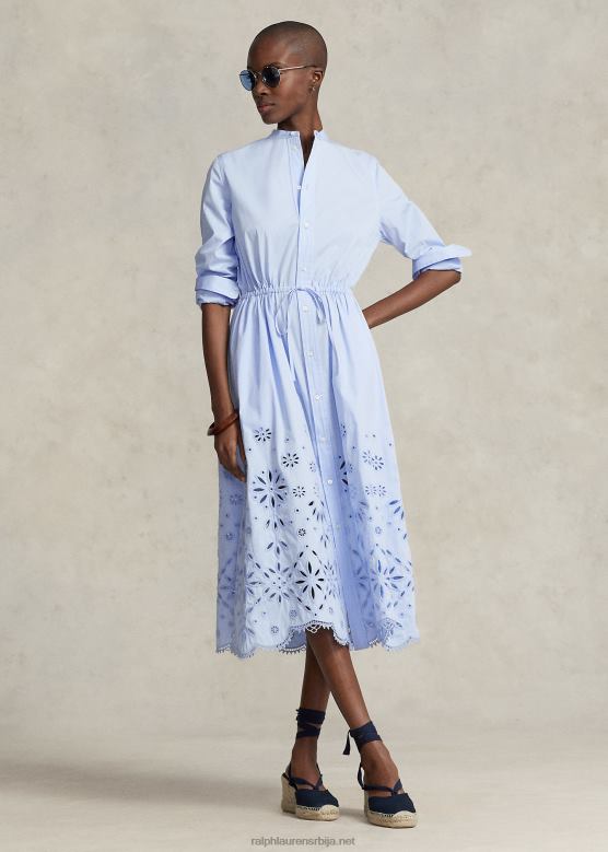 Жене Ralph Lauren памучна кошуља са ушицом V2V443034 светло плава