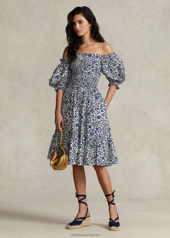 Жене Ralph Lauren памучна хаљина са цветним блузоном V2V443071 мастило са цветним принтом