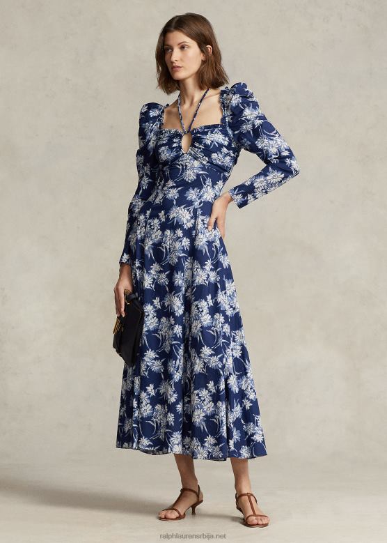 Жене Ralph Lauren цветна памучна хаљина са краватом V2V443083 цвјетна скица принт