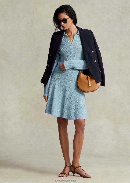 Жене Ralph Lauren џемпер од кабловске вуне и кашмира V2V443121 Плави пудер