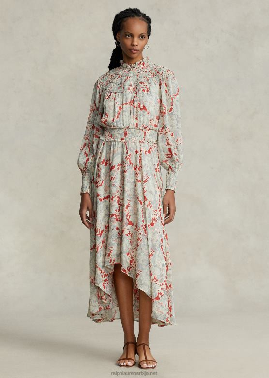 Жене Ralph Lauren цветна наборана хаљина од жоржета V2V443222 босиљак цвјетни