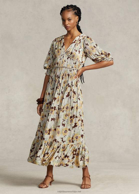 Жене Ralph Lauren цветна плисирана сатенска хаљина V2V443224 пролећни буттерцуп цветни