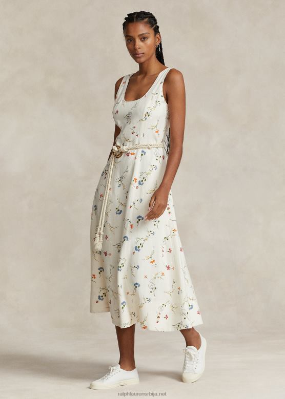 Жене Ralph Lauren цветна ланена хаљина без рукава V2V443372 скица у боји цветна