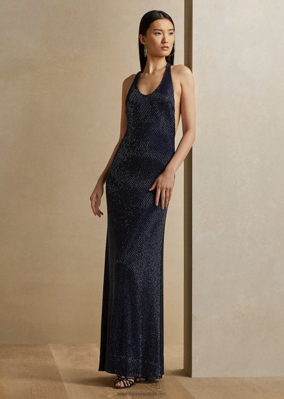 Жене Ralph Lauren Луанна вечерња хаљина од дреса V2V443520 лук морнарица