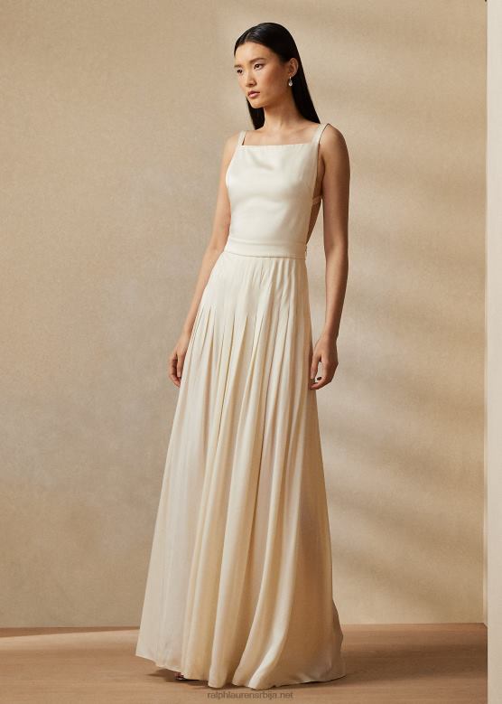 Жене Ralph Lauren талберт вечерња хаљина од креп-позадинског сатена V2V443543 лук крема