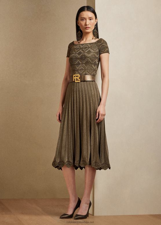 Жене Ralph Lauren металик џемпер хаљина са отвореним раменима V2V443580 платина