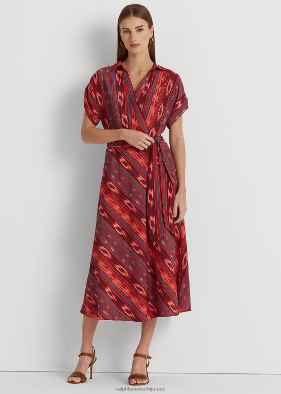 Жене Ralph Lauren креп хаљина са појасом са гео пругама V2V443792 фуксија/наранџаста/мулти