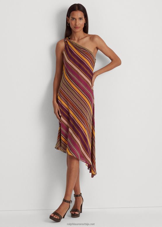 Жене Ralph Lauren пругаста хаљина од жоржета на једно раме V2V443801 фуксија/крем/мулти