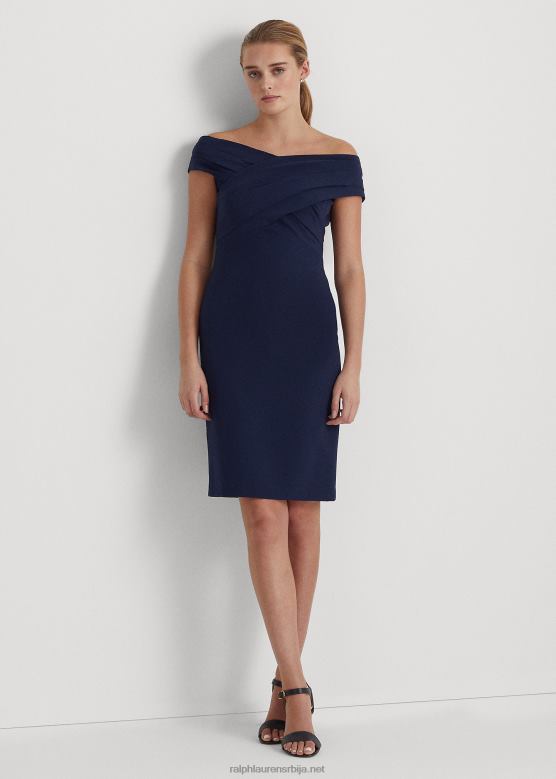 Жене Ralph Lauren креп коктел хаљина са отвореним раменима V2V443802 светионик морнарице