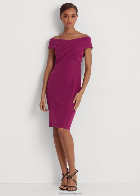 Жене Ralph Lauren креп коктел хаљина са отвореним раменима V2V443803 шљива каспија