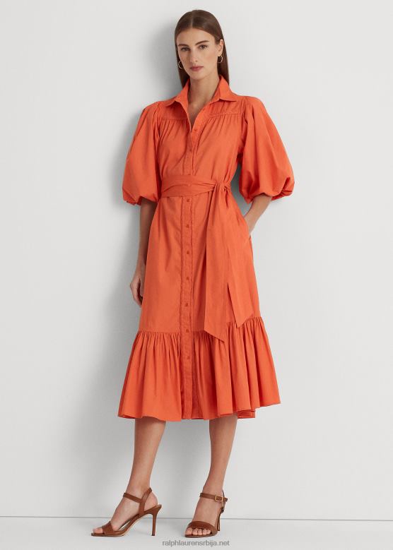 Жене Ralph Lauren опасана памучна кошуља са мехурићима V2V443816 кањонска наранџаста