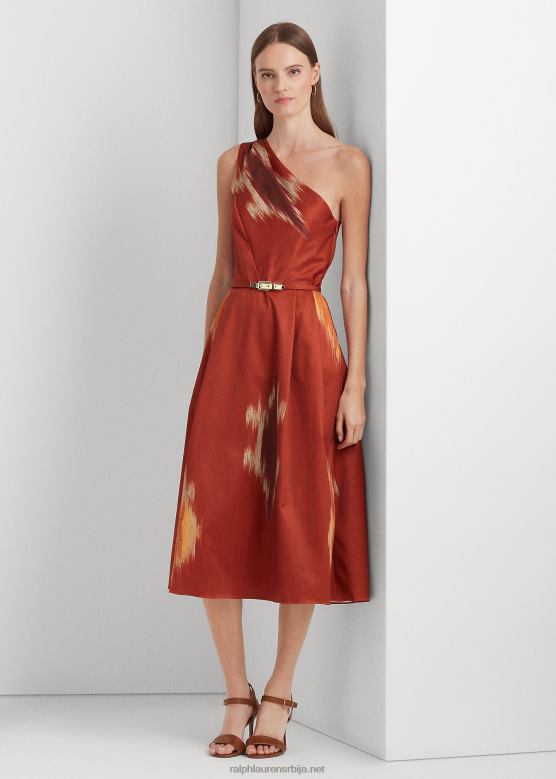 Жене Ralph Lauren коктел хаљина са ременом са геопринтом V2V443819 наранџаста/црвена/мулти