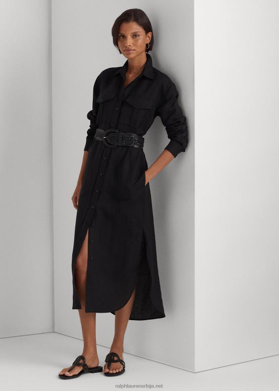 Жене Ralph Lauren кошуља од мешавине лана V2V443883 црн