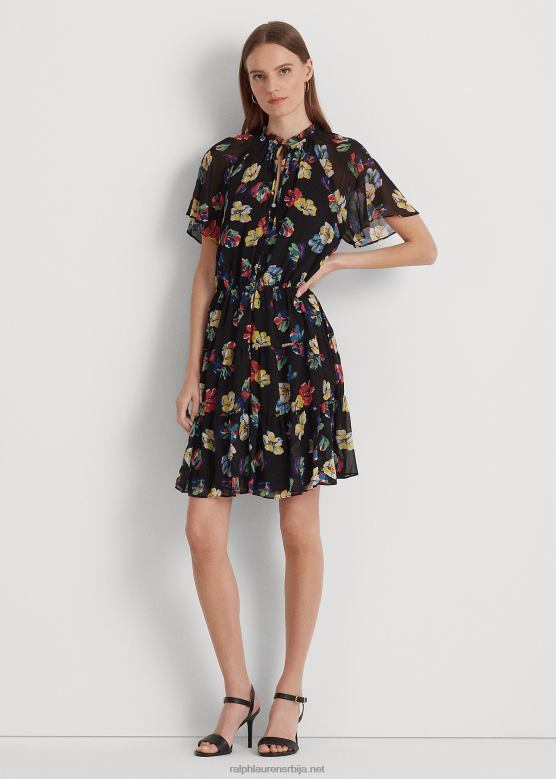 Жене Ralph Lauren хаљина од жоржета са набораним цветовима V2V443892 црни мулти